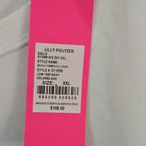 Lilly Pulitzer NWT Beach Comber Pullover Low Tide Navy Luxletic Size XXL